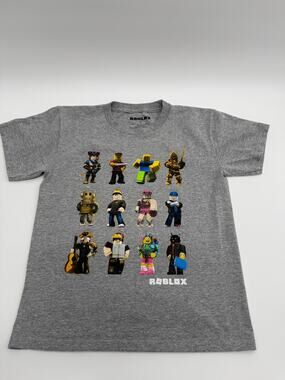 Roblox Character Graphic T Shirt Youth Small Gray Gamer Gaming Boys Tee Size 8